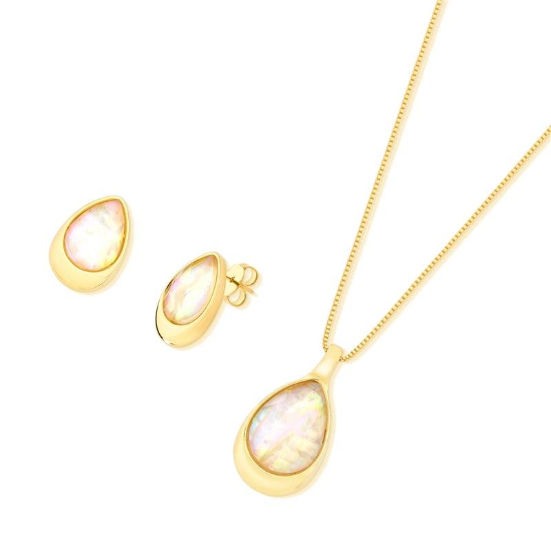 CONJUNTO FOLHEADO A OURO