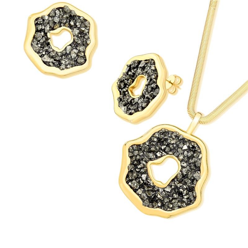 CONJUNTO FOLHEADO A OURO