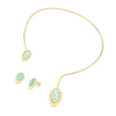 CONJUNTO FOLHEADO A OURO